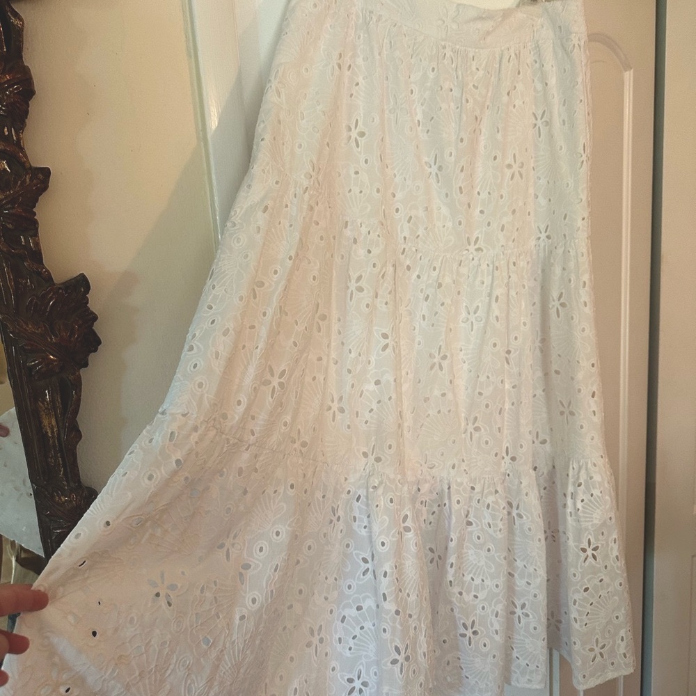 Lilly Pulitzer White Tiered Maxi Skirt for